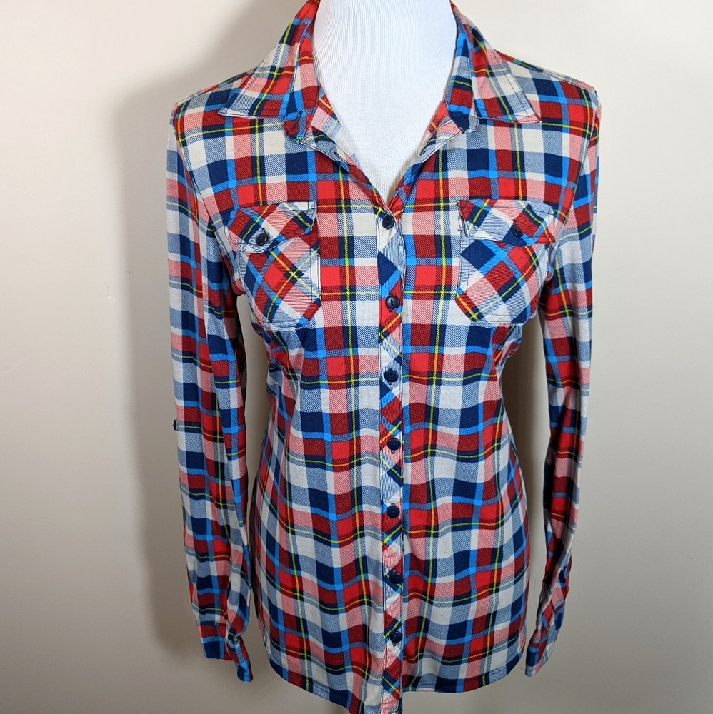 •Passport Button Up Plaid Top